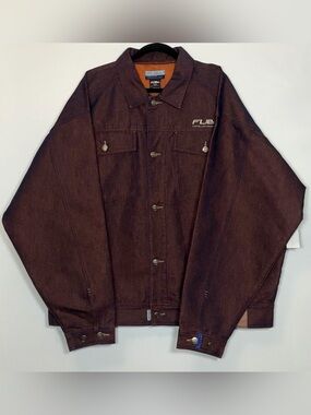 FUBU Men's Dark Brown Denim Jacket